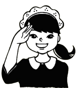 敬礼するスタッフのイラスト
